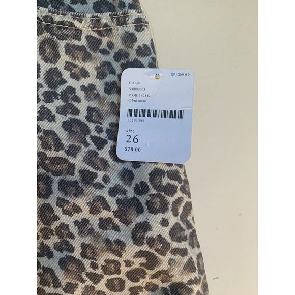 Free People Cotton Cheetah/Leopard Printed Bailey Denim Mini Skirt Size 26 New - Picture 7 of 12